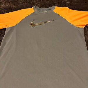 Nike Men's Gray and Orange Jersey. Dri-Fit